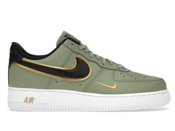 Nike Air Force 1 07 Double Swoosh Olive Gold Black
